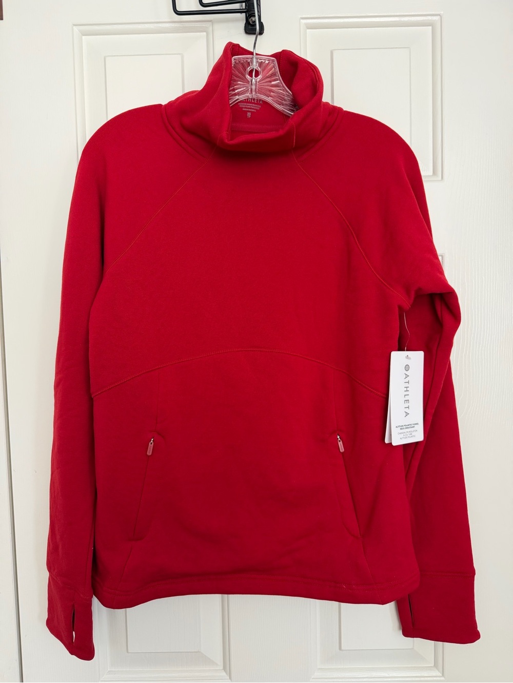 NWT Athleta XS Red Funnel-Neck Sweatshirt
